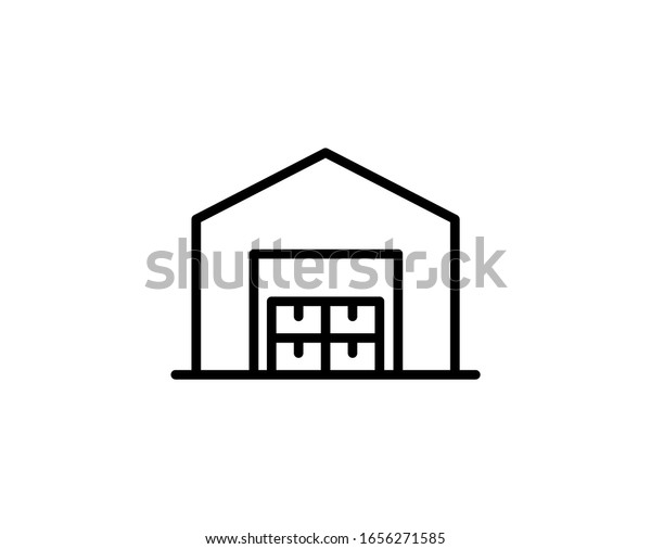 Warehouse line icon. Vector\
symbol in trendy flat style on white background. Warehouse sing for\
design.