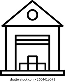 Warehouse Line Vector Icon Design
