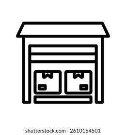 Warehouse Line Vector Illustration On White Background.