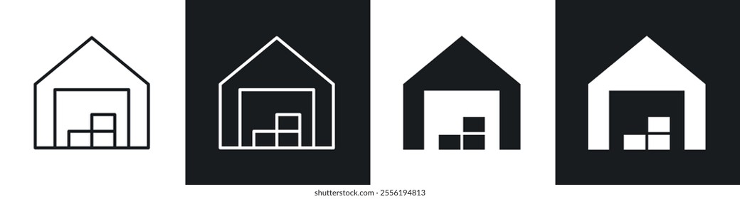 Warehouse linear icon set for app, and web design.