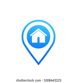 warehouse and location mark, vector icon
