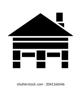 Icono de concepto logístico de almacén. Diseño de esténcil negro. Ilustración vectorial.