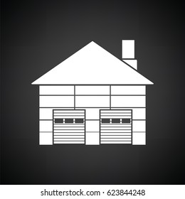 Warehouse logistic concept icon. Black background with white. Vector illustration.