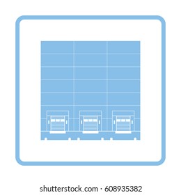 Warehouse logistic concept icon. Blue frame design. Vector illustration.
