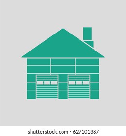Warehouse logistic concept icon. Gray background with green. Vector illustration.
