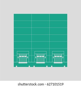 Warehouse logistic concept icon. Gray background with green. Vector illustration.