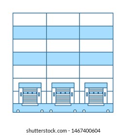 Warehouse Logistic Concept Icon. Thin Line With Blue Fill Design. Vector Illustration.