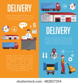 Warehouse logistic management. Logistic process and logistic icon vector.