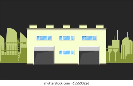 Warehouse logistics building. Storage icon. Storage in flat style. Vector illustration