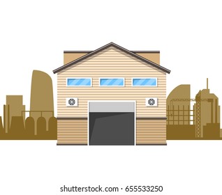 Warehouse logistics building. Storage icon. Storage in flat style. Vector illustration