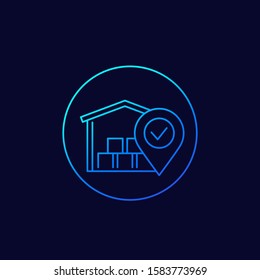 warehouse, logistics and distribution linear icon