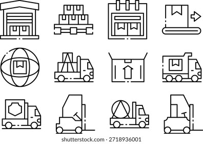 Conjunto de iconos de almacén y logística