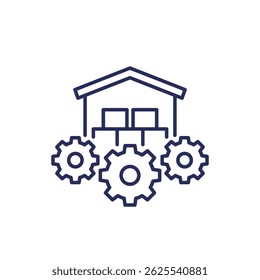 Almacén, icono de la línea de optimización logística