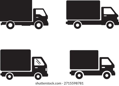 Warehouse logistics and shipping icon set. Forklift, delivery truck, storage building, worker, and pallet box symbols.