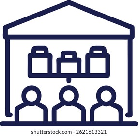 Warehouse logistics supply chain vector line art design