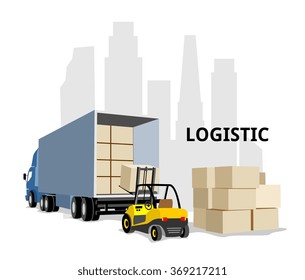 warehouse logistics transport loading box vector business truck, loader, logistics, cargo transportation