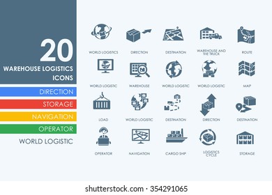 warehouse logistics vector set of modern simple icons