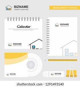 Warehouse Logo, Calendar Template, CD Cover, Diary and USB Brand Stationary Package Design Vector Template