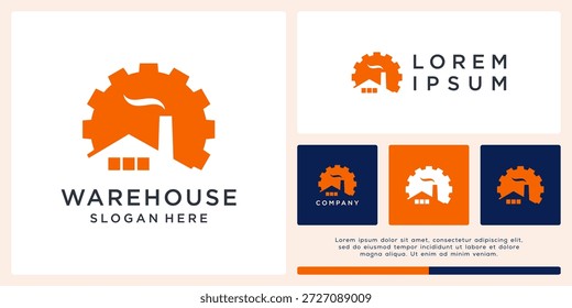 Logo-Design mit Ausrüstung für Lager.