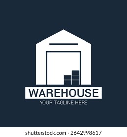 Warehouse logo design with stylized storage building