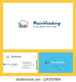 Warehouse Logo design with Tagline & Front and Back Busienss Card Template. Vector Creative Design
