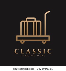 Warehouse and luggage item trolley icon