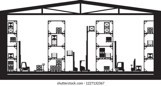 Warehouse machinery equipment - vector illustration