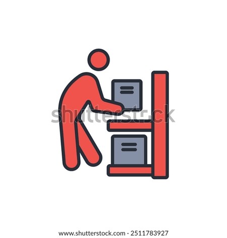 warehouse man icon. vector.Editable stroke.linear style sign for use web design,logo.Symbol illustration.
