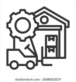 Warehouse Management Outline Icon Vector Illustration