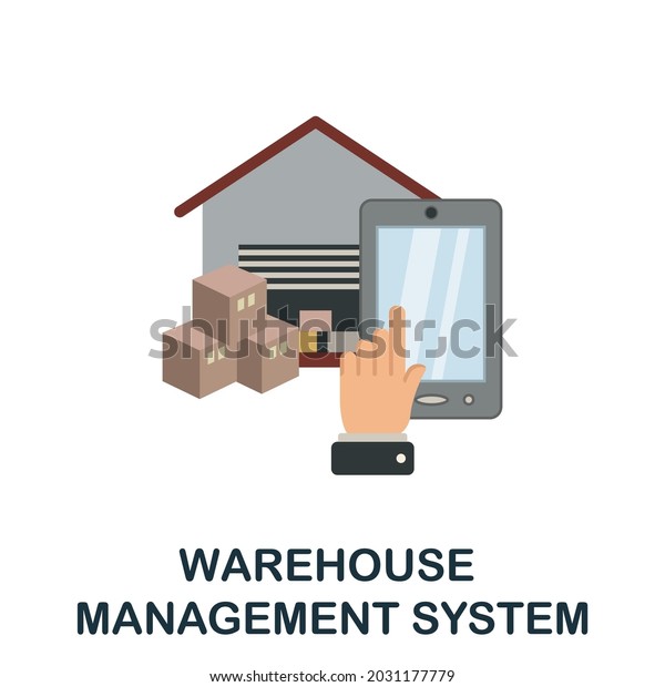 Warehouse Management System\
flat icon. Simple sign from logistics collection. Creative\
Warehouse Management System icon illustration for web design,\
infographics and\
more