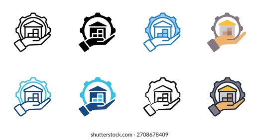 Warehouse management system icon set multiple style vector collection 
