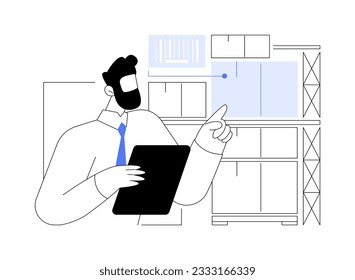 Warehouse management systems abstract concept vector illustration. Smiling floor supervisor deals with inventory management, export and import business, foreign trade abstract metaphor.