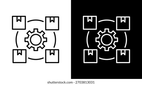 Diseño de conjunto de iconos blancos de gestión de almacenes