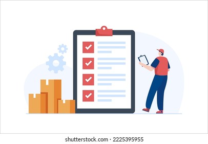 Warehouse manager maintaining delivery records. Inventory accuracy.  Vector Illustration