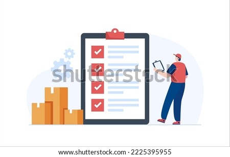 Warehouse manager maintaining delivery records. Inventory accuracy.  Vector Illustration