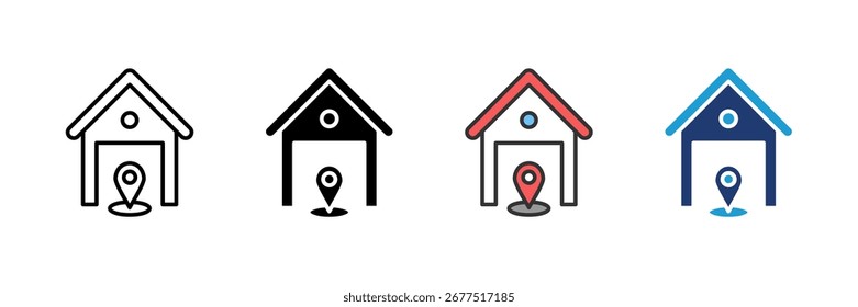 Warehouse Map Icon Set Multiple Style Collection