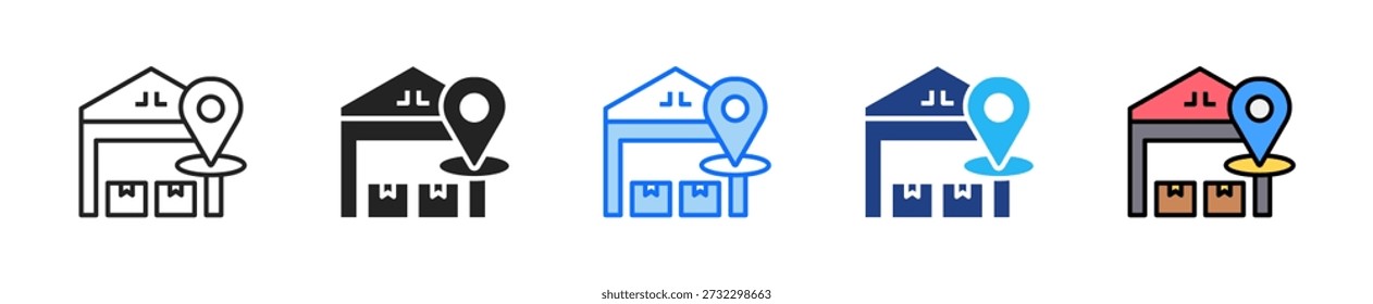 Warehouse Map Icon Set Multiple Style Collection