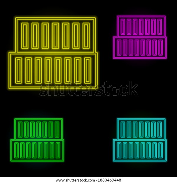 Warehouse neon color set icon. Simple thin\
line, outline vector of global logistics icons for ui and ux,\
website or mobile\
application