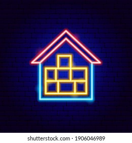 Warehouse Neon Sign. Vector Illustration of Building Promotion.