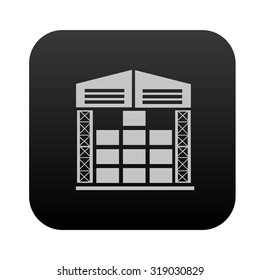 Warehouse on black button blackboard,vector