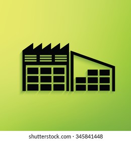 Warehouse on green background,clean vector