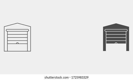 Warehouse outline and filled vector icon sign symbol