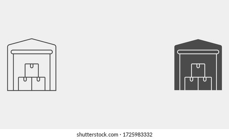 Símbolo del contorno de almacén y símbolo del icono del vector relleno