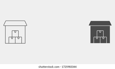Warehouse outline and filled vector icon sign symbol