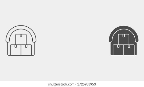 Warehouse outline and filled vector icon sign symbol