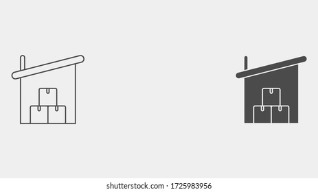 Warehouse outline and filled vector icon sign symbol