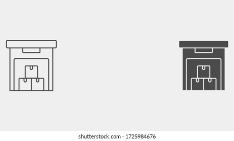 Warehouse outline and filled vector icon sign symbol