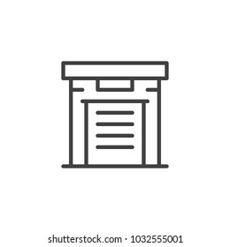 Warehouse outline icon. linear style sign for mobile concept and web design. Industrial warehouse simple line vector icon. Symbol, logo illustration. Pixel perfect vector graphics