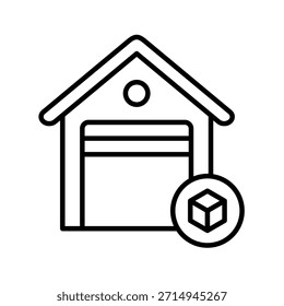 Ilustración vectorial de icono de contorno de almacén