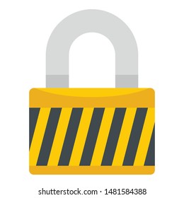 Warehouse padlock icon. Flat illustration of warehouse padlock vector icon for web design